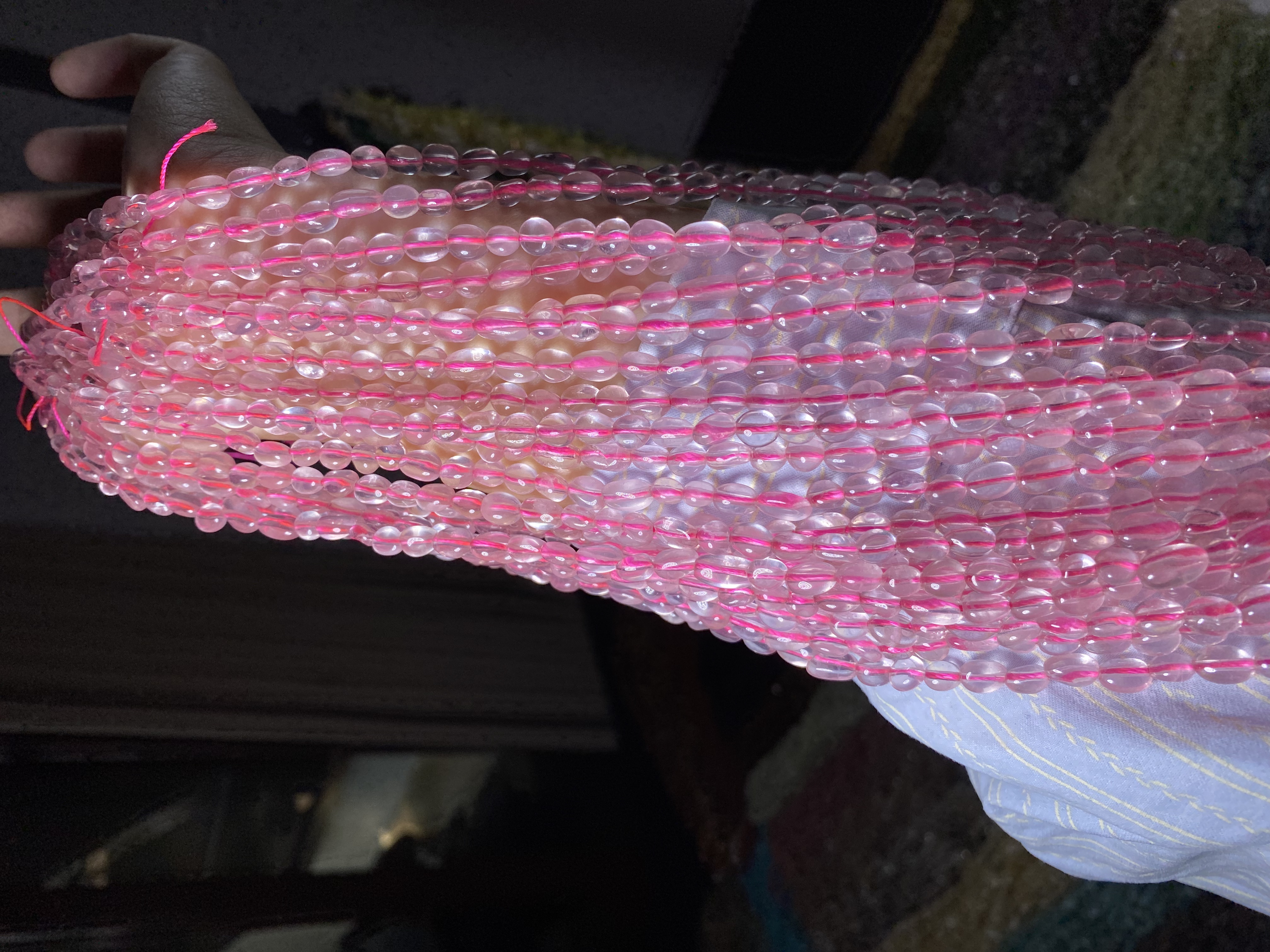 天然随行粉水晶散珠半成品可diy做手串手机链配珠