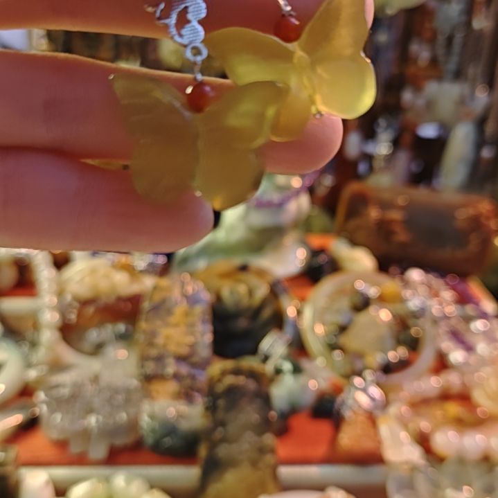 蛇纹石玉合金耳坠