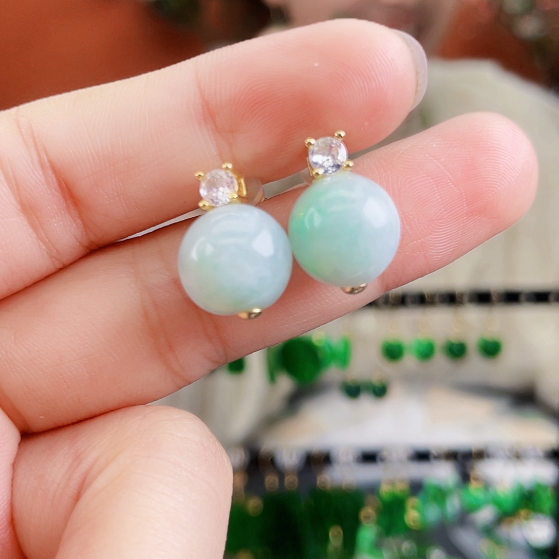 翡翠未镶嵌耳饰饰品