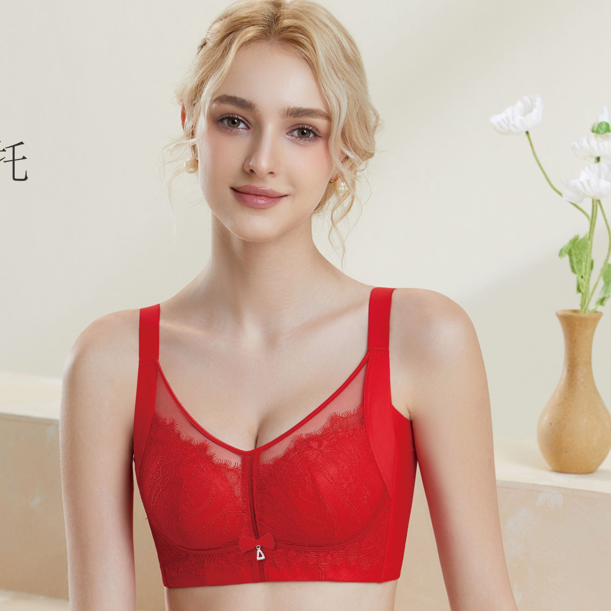 本命年文胸软钢圈聚拢调整型文胸BC通杯侧收副乳四排扣