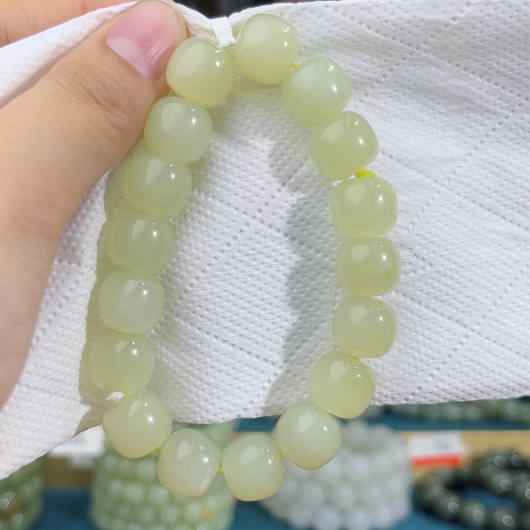 和田玉手串未镶嵌手串纯天然新疆若羌黄口料12mm