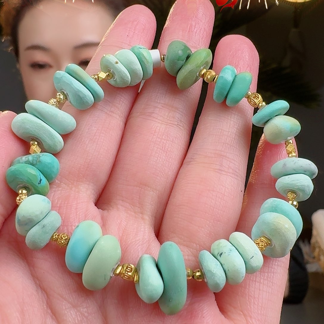 绿松石珠宝奇石18K金镶嵌