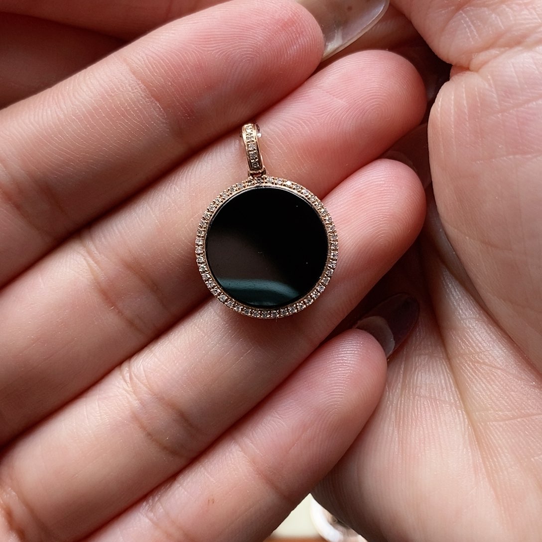 翡翠颈饰18K金镶嵌墨翠