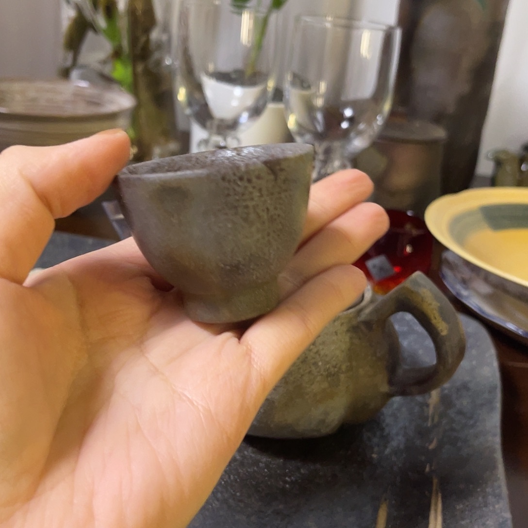 瓷片备前烧蜜色釉铃铛杯45