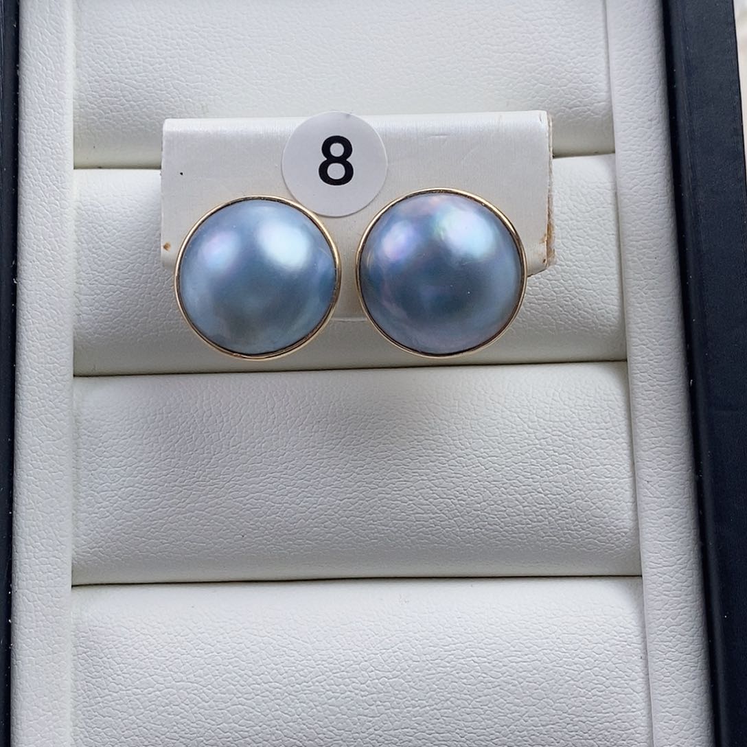 耳饰拼合珍珠（马贝珠）18K金镶嵌1