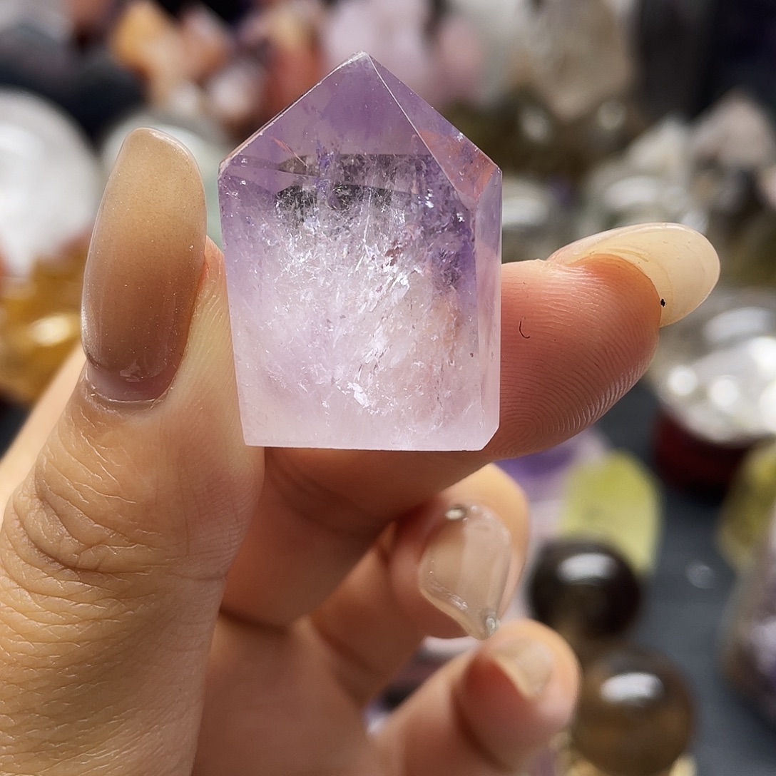 未镶嵌水晶珠宝半成品67紫水晶柱子