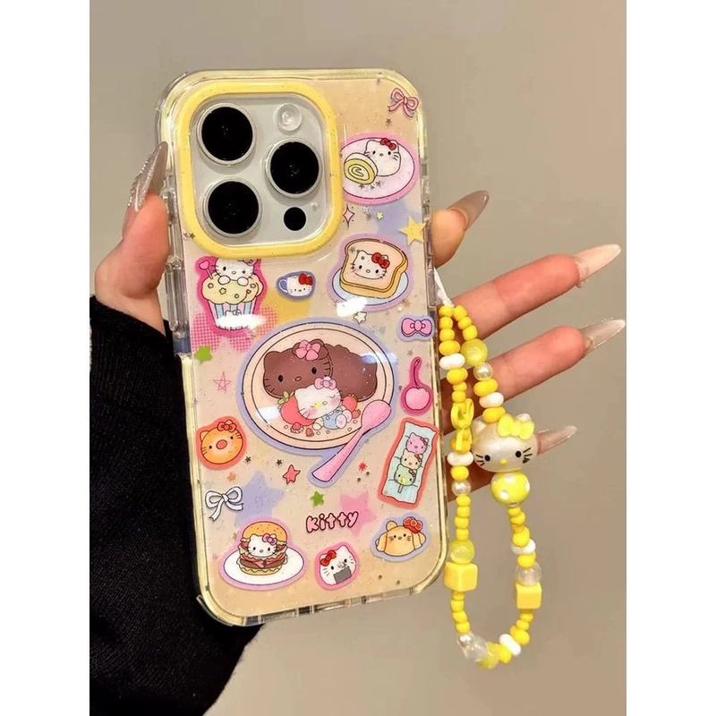 创意闪粉星星满屏美食kt猫咪适用苹果16promax手机壳15iphone14