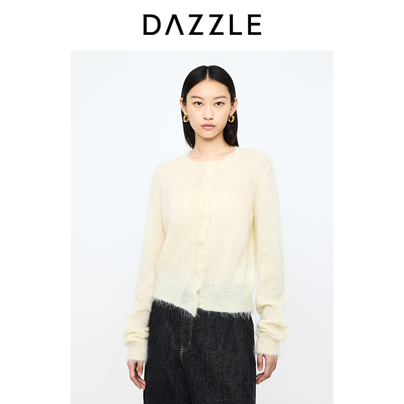 DAZZLE地素 毛针织衫2024冬季新款针织长袖开衫2I4E533