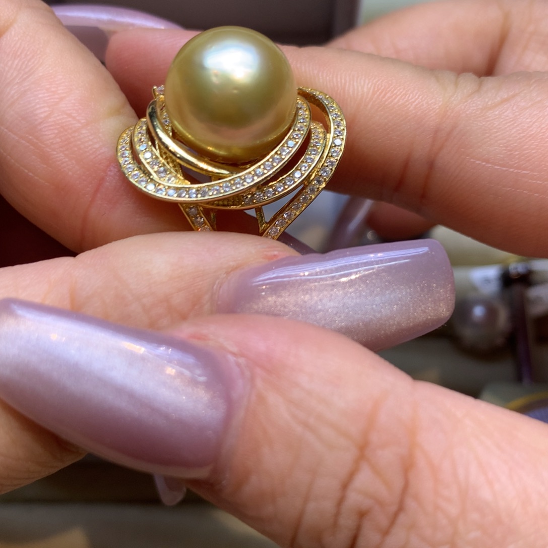 银S925镶嵌戒指海水珍珠