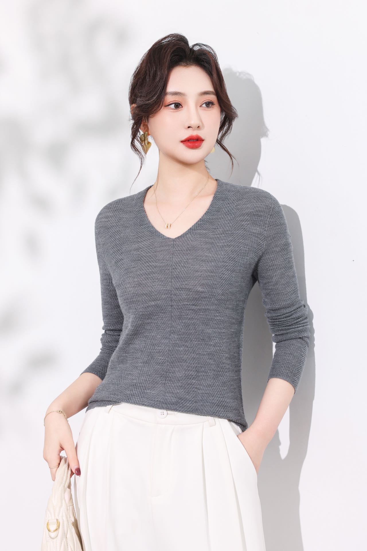 【倾国领】加厚德国BieLLa120S高支羊毛打底衫秋冬显瘦女士打底衫