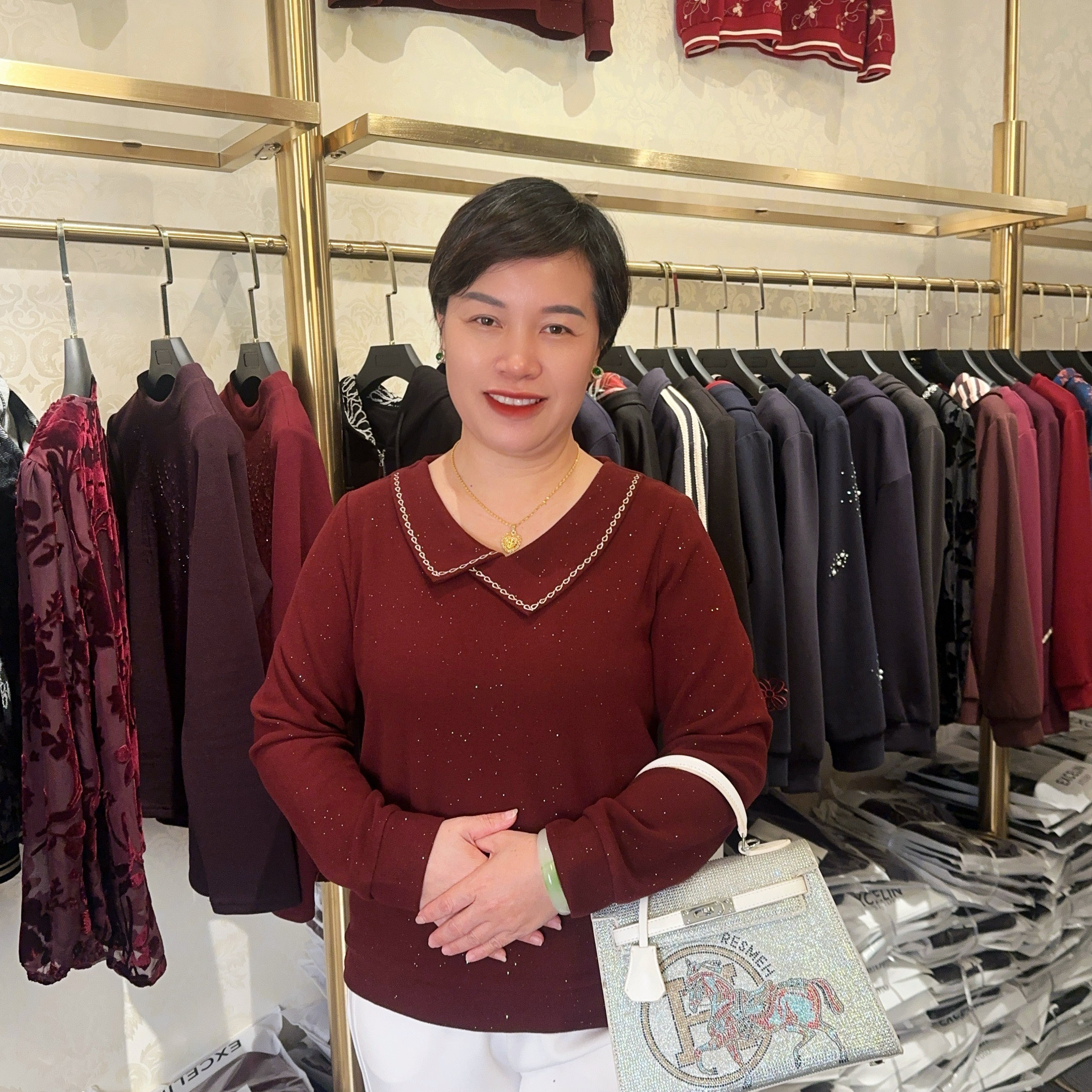 【红刺翻领高定款毛衣】秋季新款高档舒适显瘦减龄套头休闲女上衣