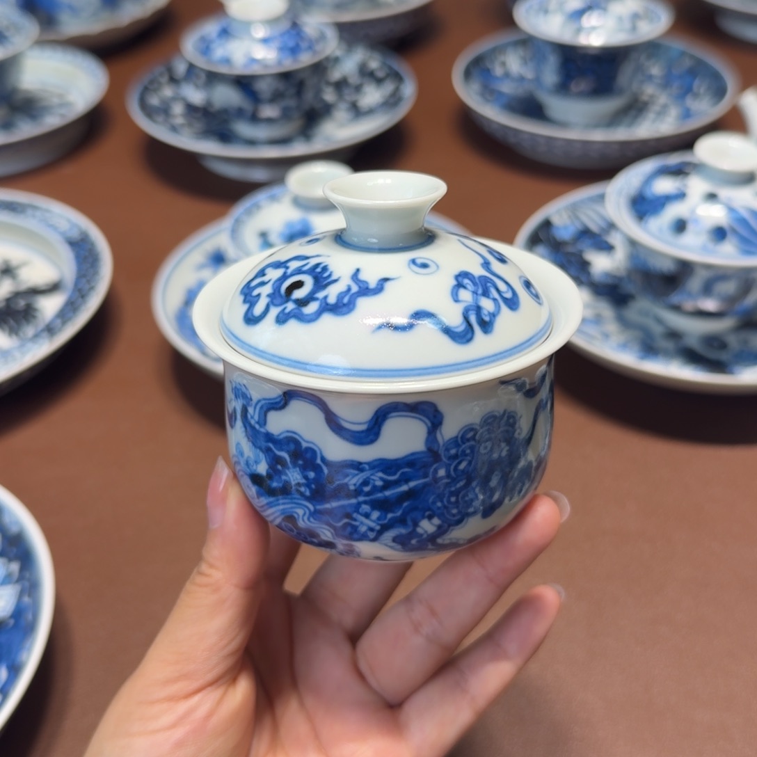 手工手绘茶具盖碗