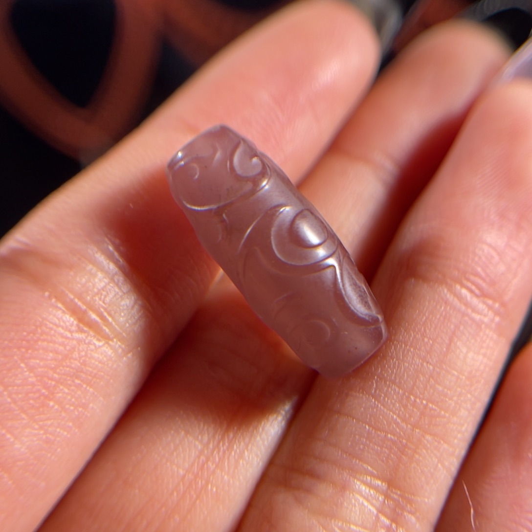 玛瑙/玉髓未镶嵌大黑洞黑冰唐草花勒子