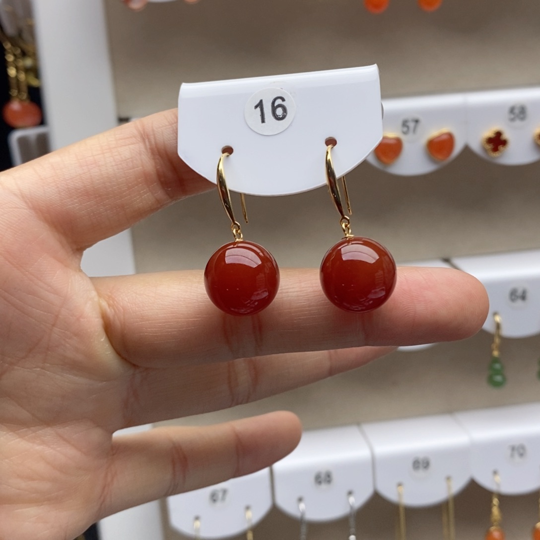 银S925镶嵌耳饰玛瑙/玉髓