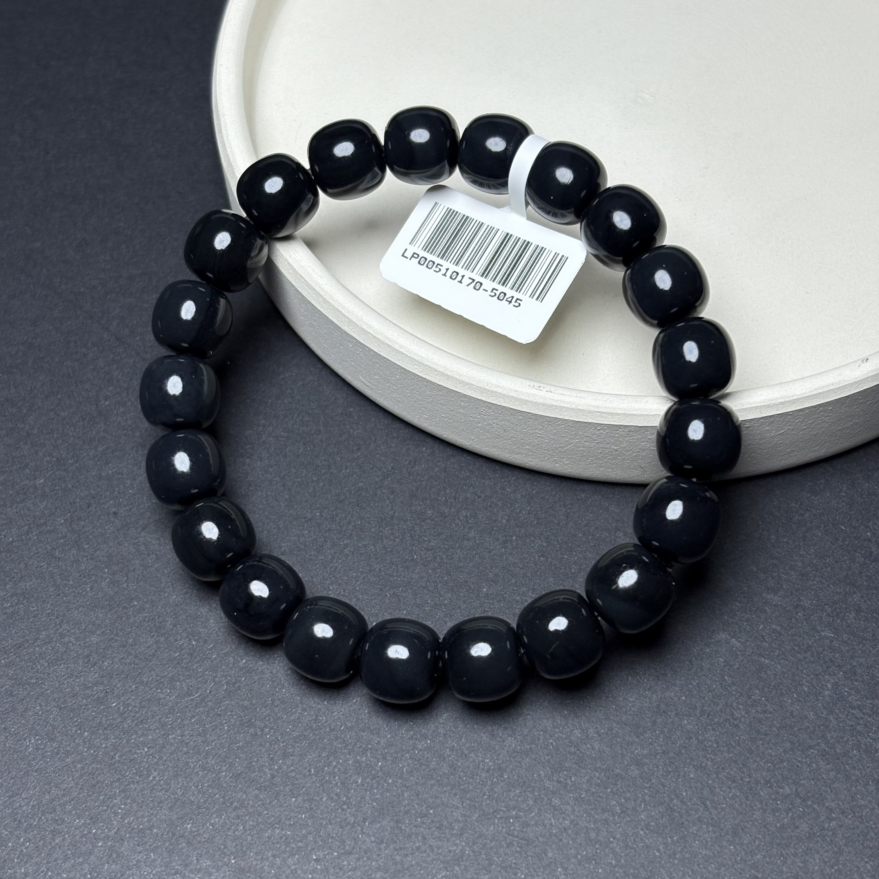 【吉玉0170-5045】和田玉墨玉手串9x10mm