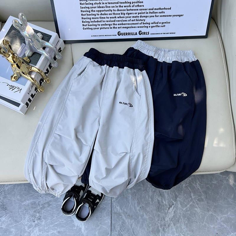 男童夏季速干运动裤薄款防蚊裤儿童洋气九分裤宝宝宽松小童长裤子