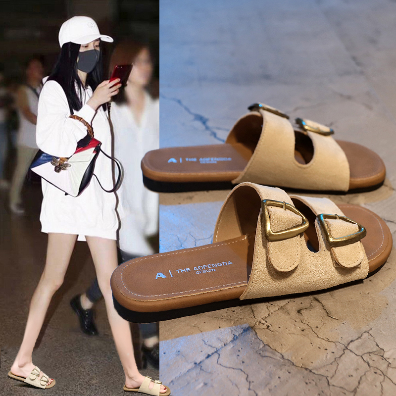 平底拖鞋女夏季外穿2025年新款韩版一字拖仙女风舒适软底沙滩凉拖