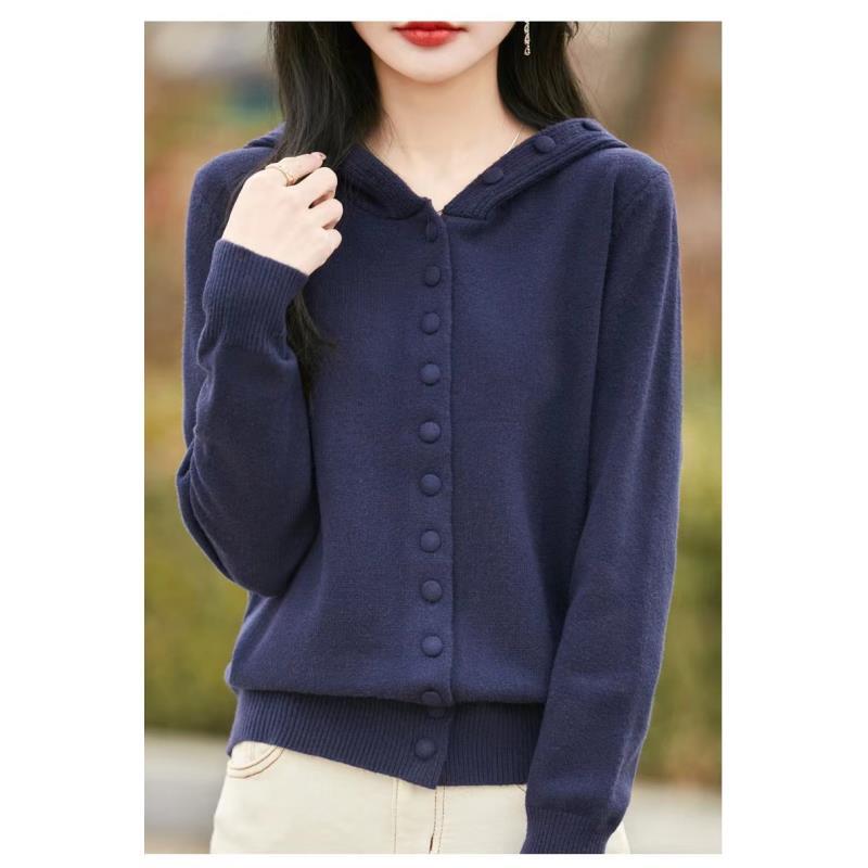 高端亲肤绒七针三股加厚连帽开衫上衣D820