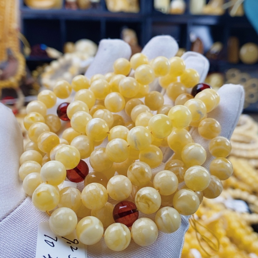 【闪购商品】蜜蜡手链未镶嵌俄料虎皮108佛珠