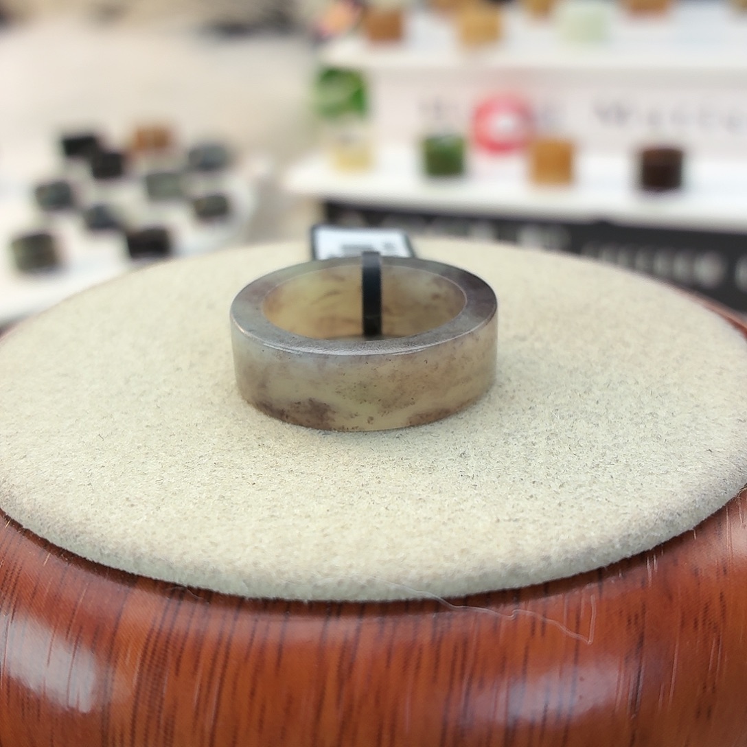 和田玉未镶嵌戒指i13紫罗兰直切18.8mm