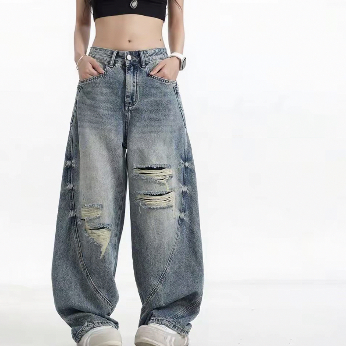 ZZ新品加厚牛仔时尚弯刀裤8312