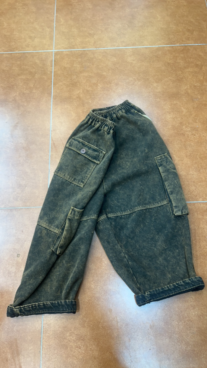 休闲百搭牛仔面料工装裤女裤