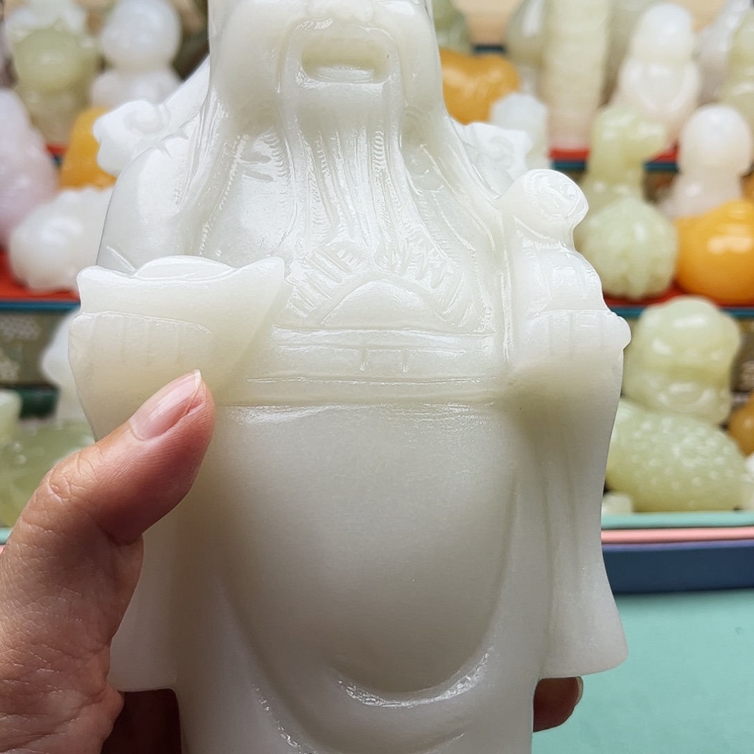 老***虎石材财神手把摆件