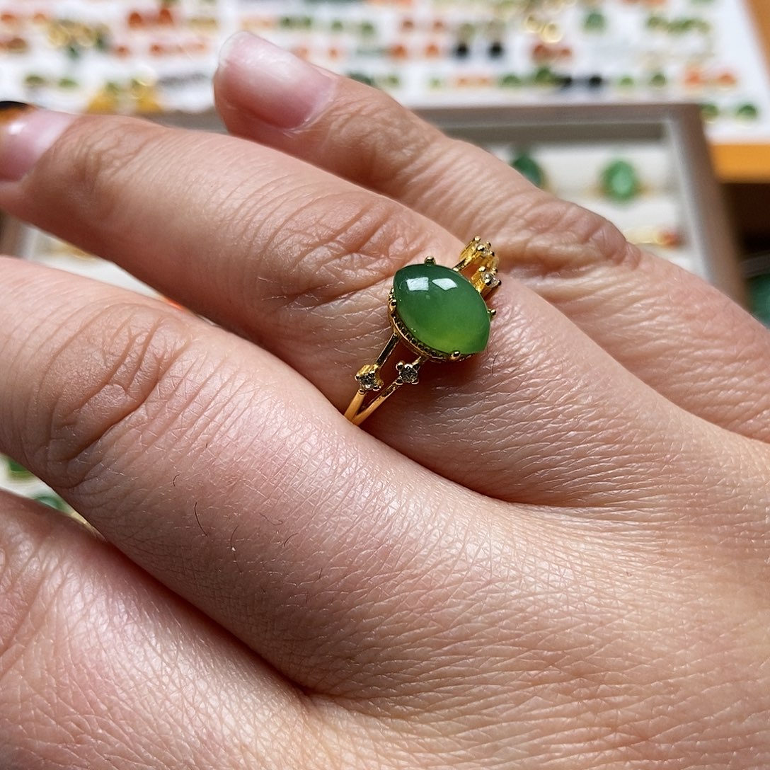 和田玉戒指银S925镶嵌