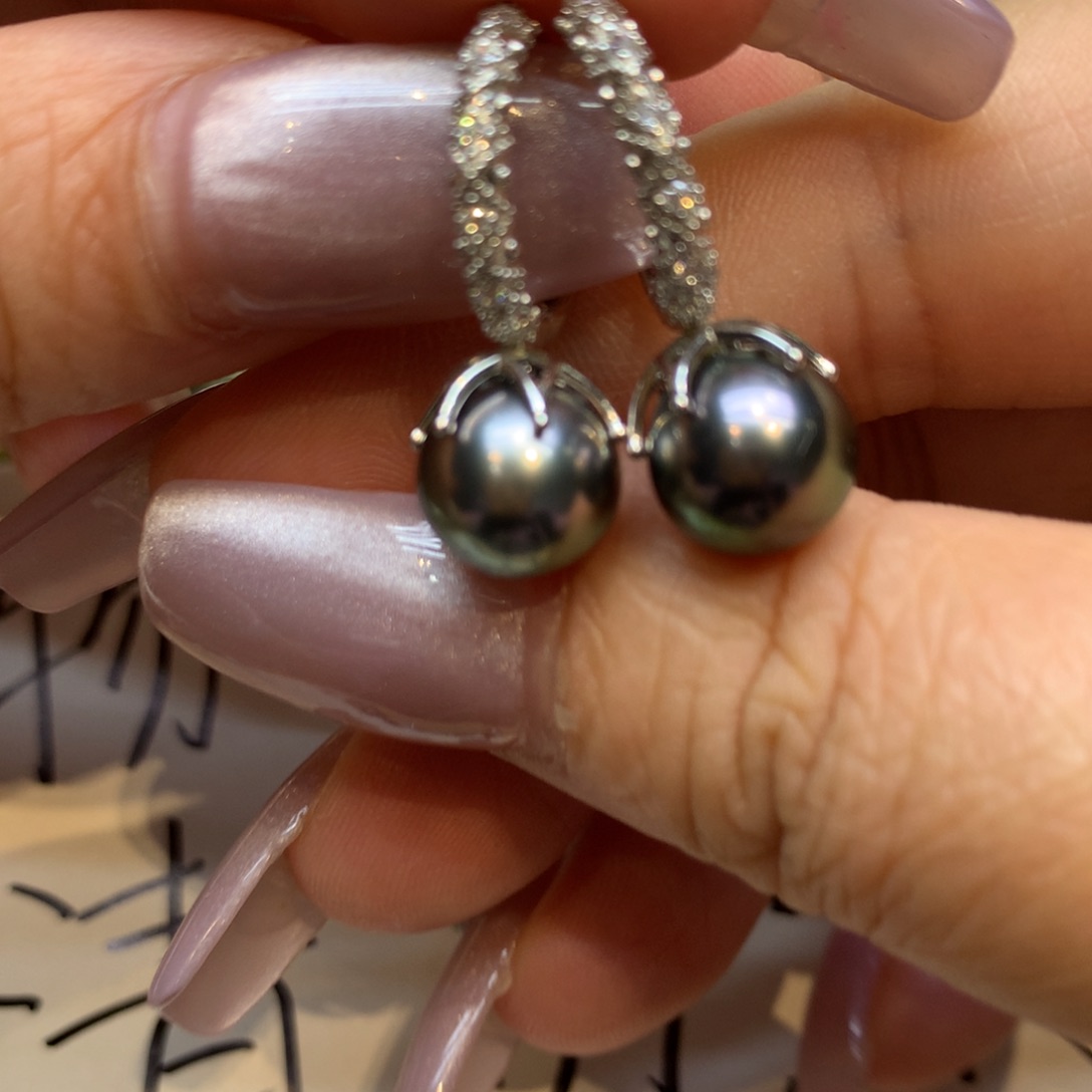 银S925镶嵌耳饰海水珍珠