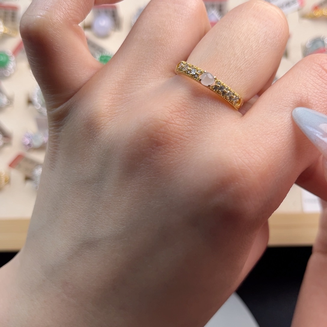 翡翠戒指银S925镶嵌66988