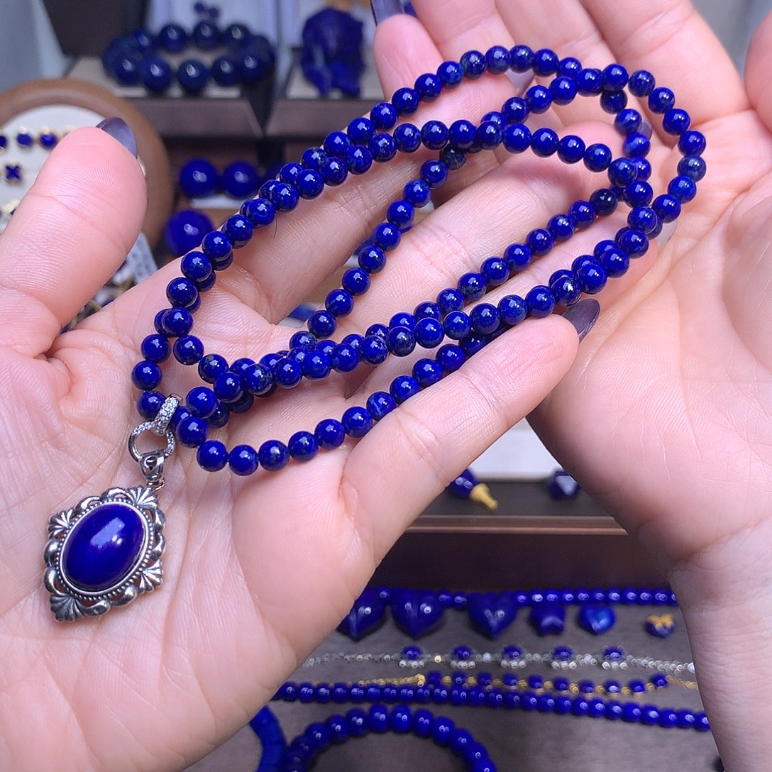 蓝***莓青金石未镶嵌5.3长链+吊坠