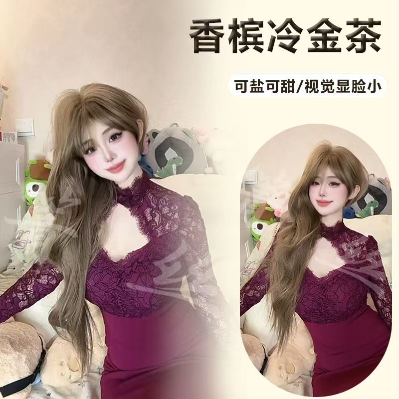 最新升级6.0版超大头皮分缝式假发女浪漫御姐风大波浪全头套