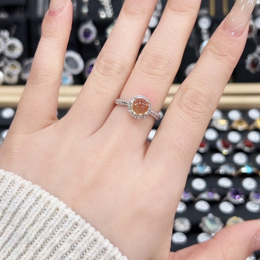 黄晶戒指银S925镶嵌戒指