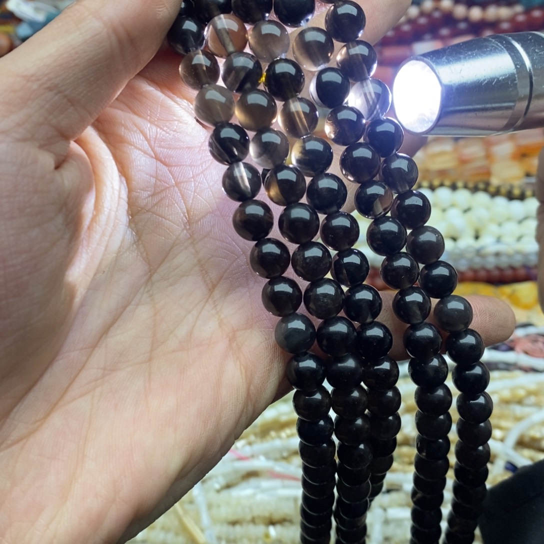 玛瑙/玉髓未镶嵌珠宝半成品一条天然冰曜石半透8mm圆珠