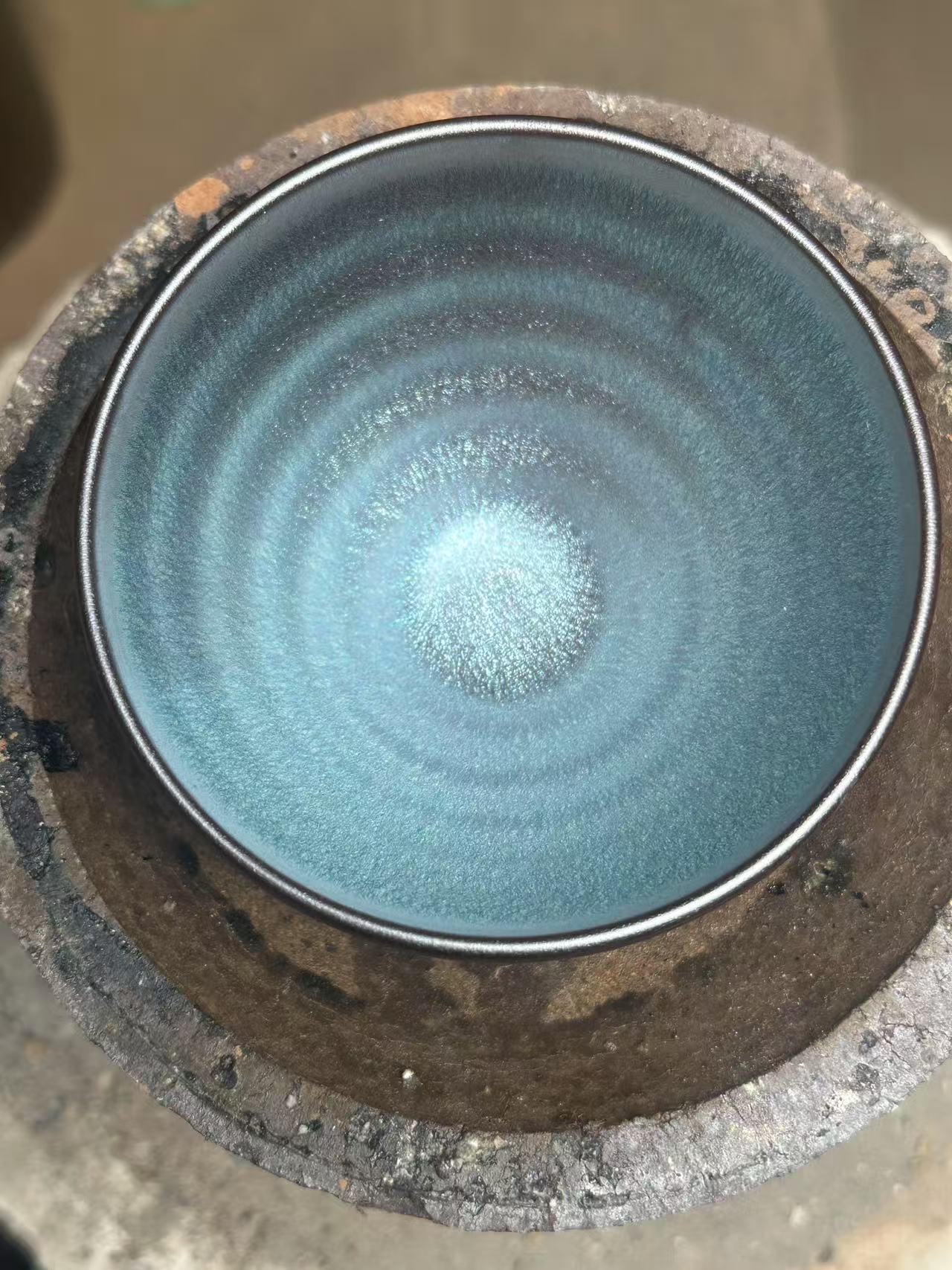 螺旋钵蓝糖果建窑建盏主人杯