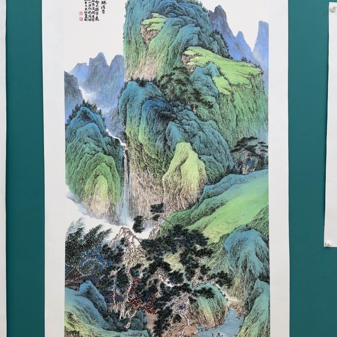 国画青**鹭卫长林山水四尺