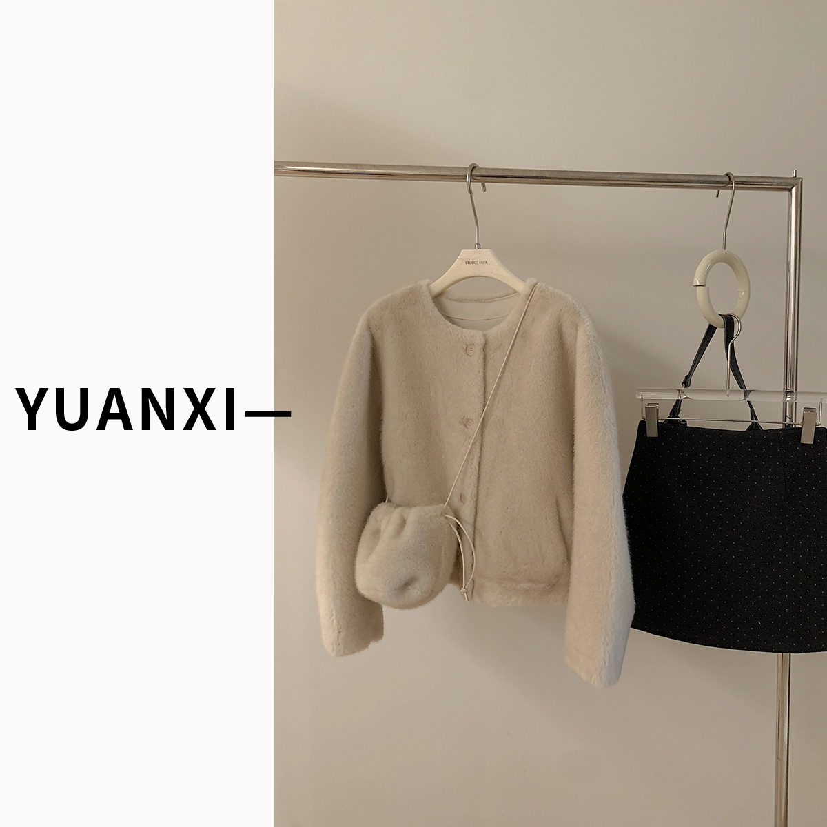 【FAFAJIA】N131 韩系设计感毛毛外套女冬季新款配宝宝