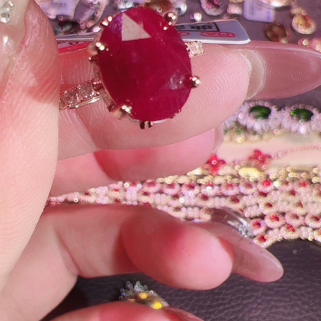 红宝石戒指银S925镶嵌
