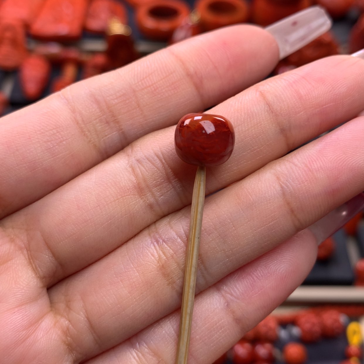 【闪购商品】南红玛瑙火焰纹老型单珠10mm未镶嵌