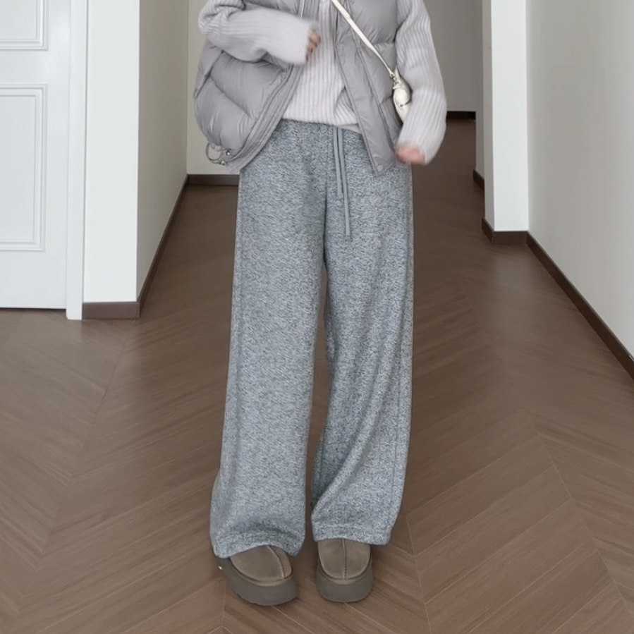 【陈词书信】加绒小香风气质时尚百搭显瘦阔腿休闲裤子女