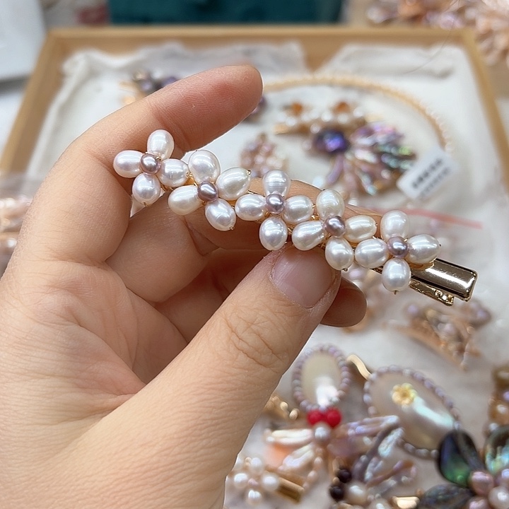 淡水珍珠发饰银S925镶嵌雯***.