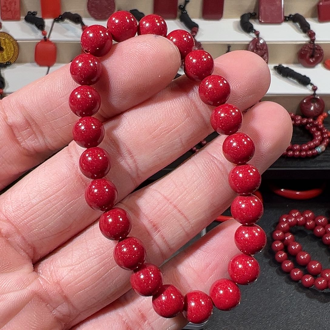 天***若天然辰砂红晶砂8mm