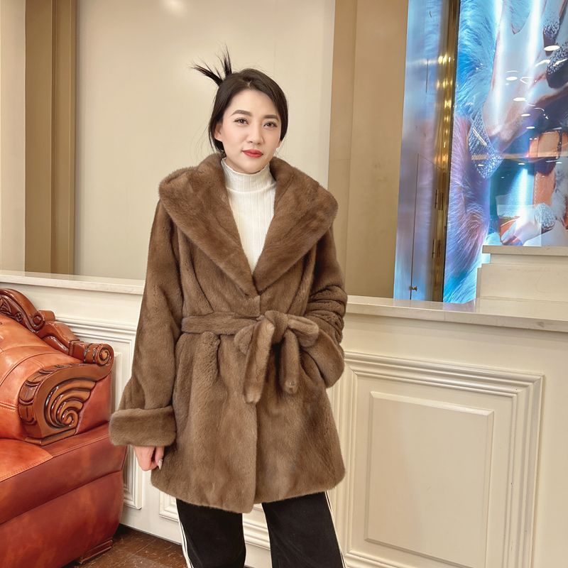 貂皮大衣孤品性价比高水貂皮草外套