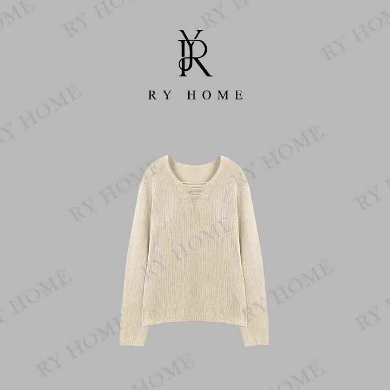 【容雨RYHOME】天丝＋亚麻V领长袖毛织衫251M2870