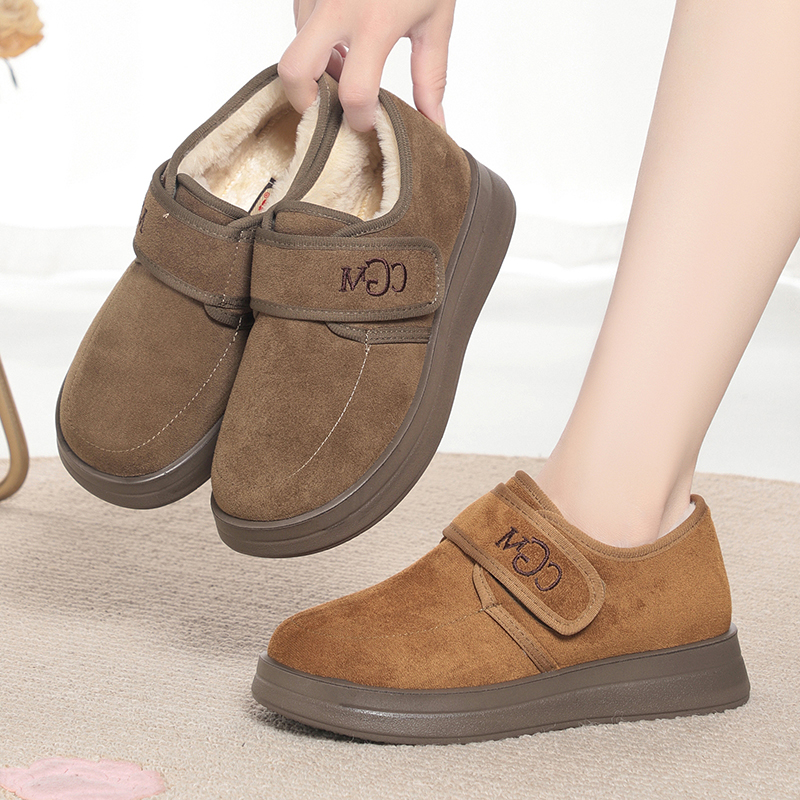 棉鞋一脚蹬魔术休闲时尚博肯棉鞋豆豆加绒保暖复古面包爆款厚底