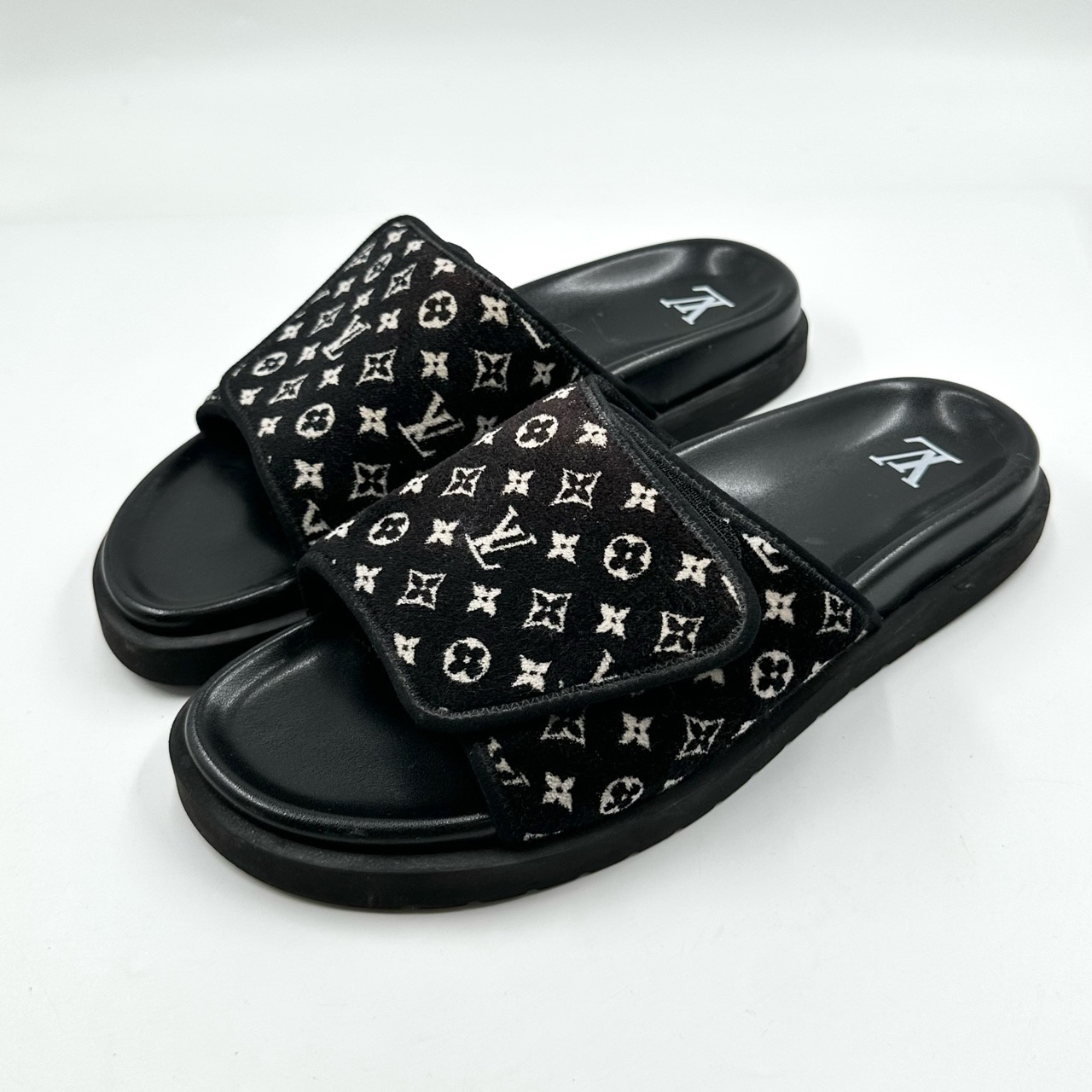 95新 LouisVuitton/路易威登 内长29.5/植绒魔术贴拖鞋/06219