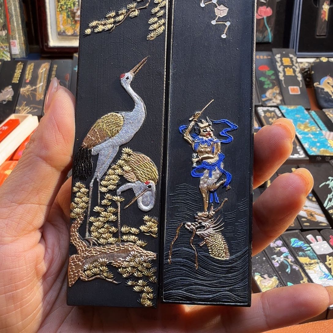 魁星点斗松鹤松烟墨2锭