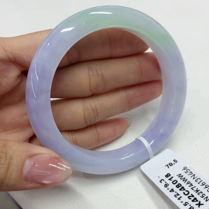 翡翠未镶嵌手镯缅甸翡翠手镯58.5春彩