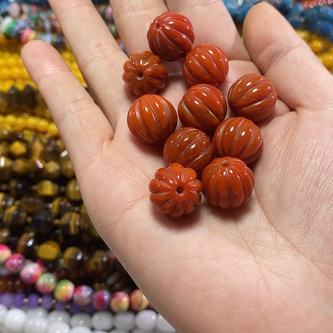 玛瑙/玉髓未镶嵌珠宝半成品南红南瓜珠一颗卡16mm