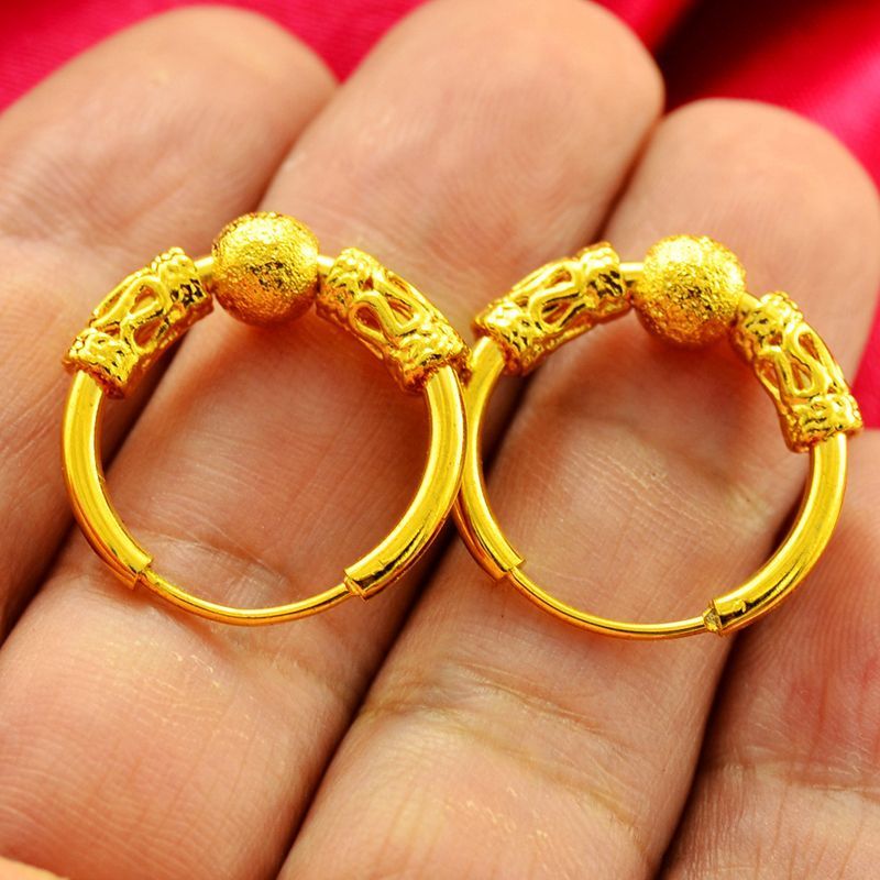 铜合金耳饰 铜合金耳环时尚转运珠女款招财高档洋气耳饰